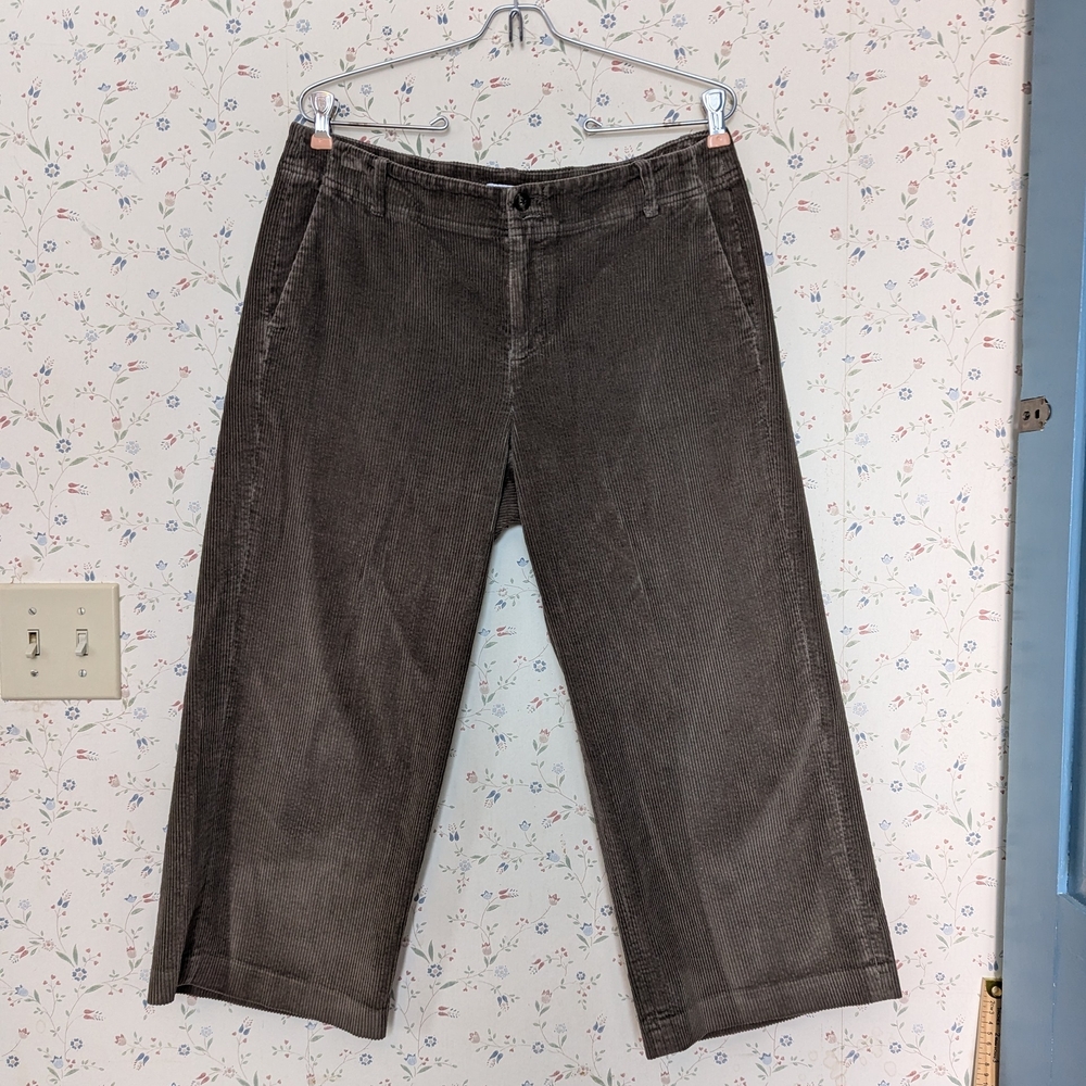 J.Jill Petite Wide Leg Corduroy Crop Pants Brown 12P